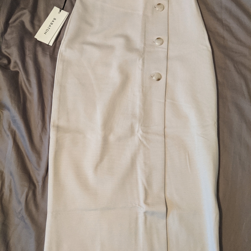 Babaton Buttoned-Up Skirt 00 in Matte Pearl